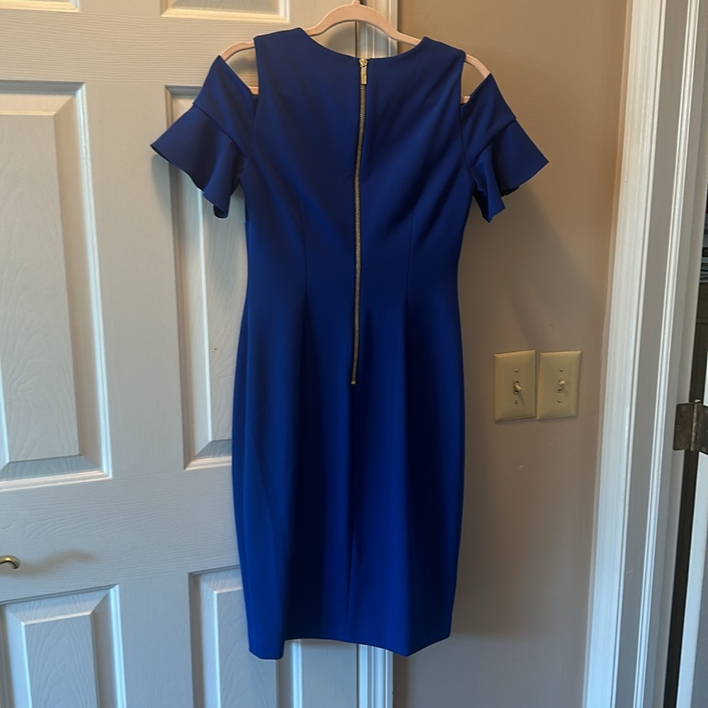 Calvin Klein Louise Cold Shoulder Knit dress in Cobalt size 6 nwt - Picture 4 of 6